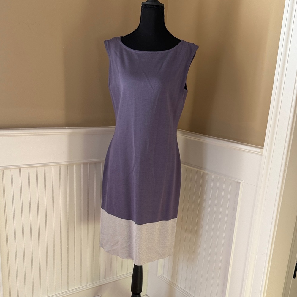 St. John Purple and Cream Midi Dress